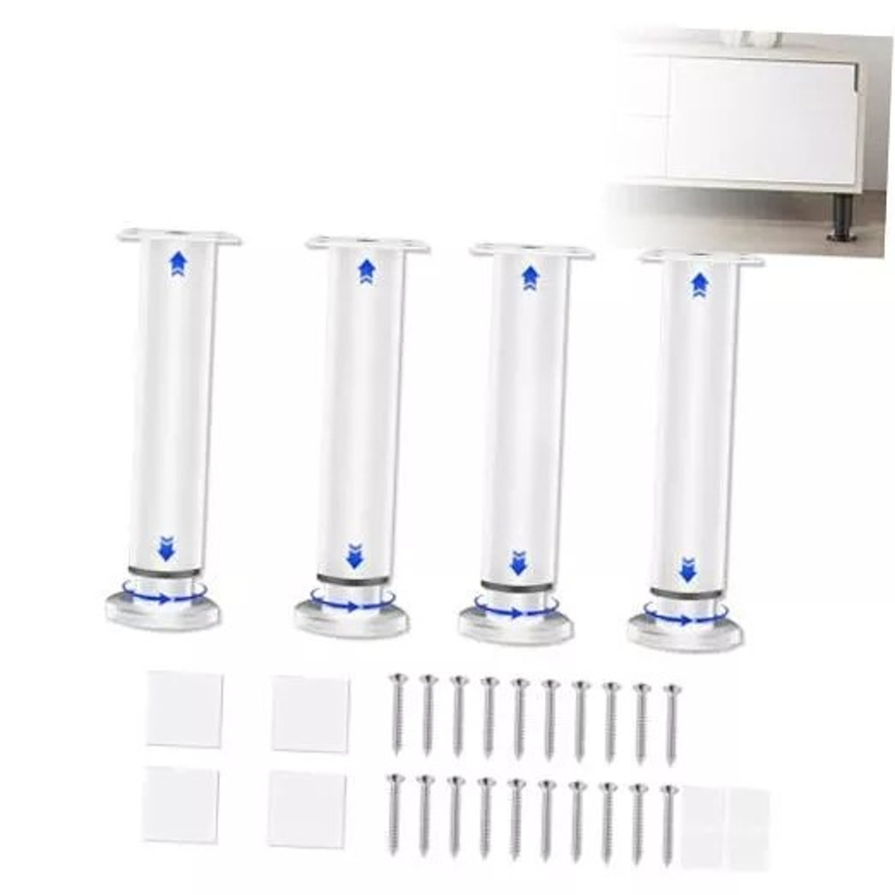 4 Pcs Adjustable Height Furniture Support Legs Furniture Legs, 10-17inch White
